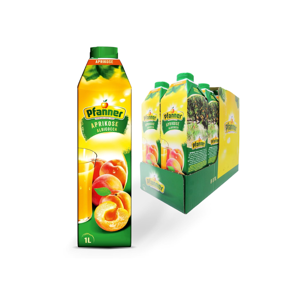 Pfanner Aprikosennektar - 8x1L – Pfanner-Getraenke.com Pfanner Aprikosennektar - 8x1L – Pfanner-Getraenke.com